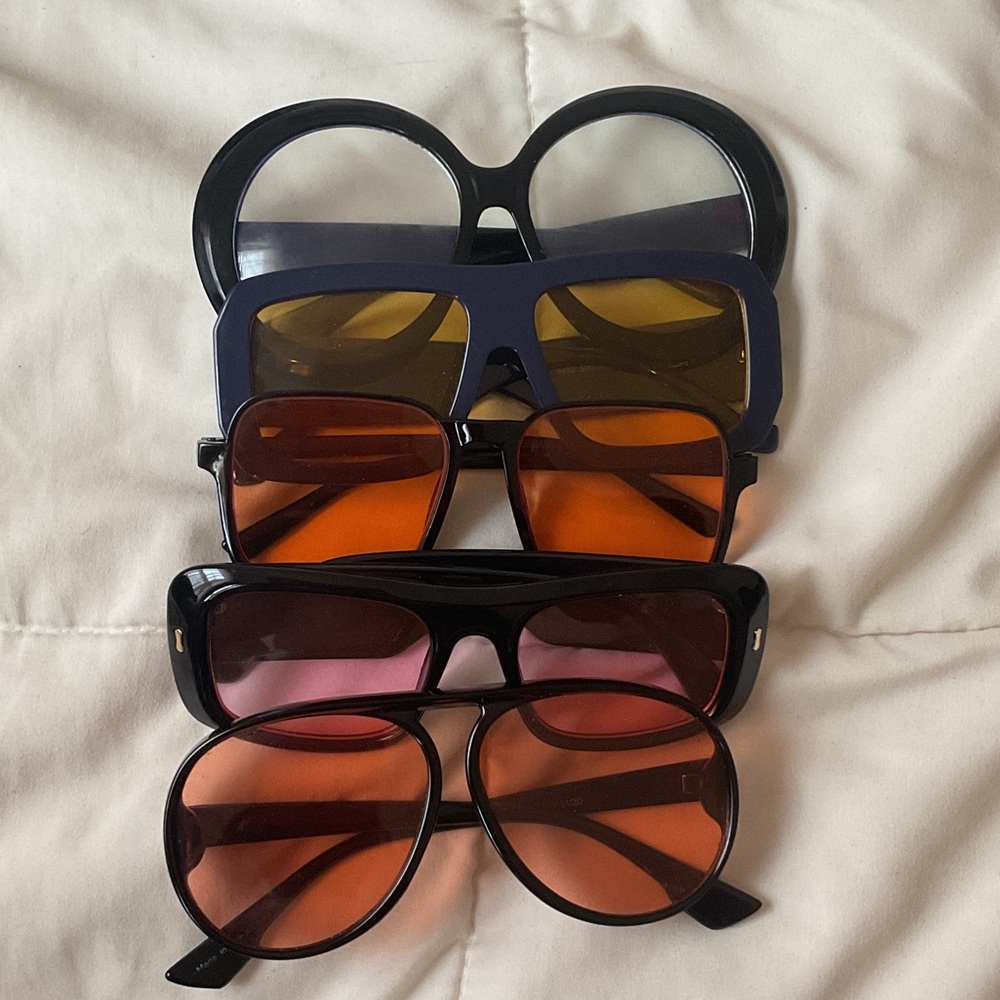 Stylish Black and Orange Sunglasses Set